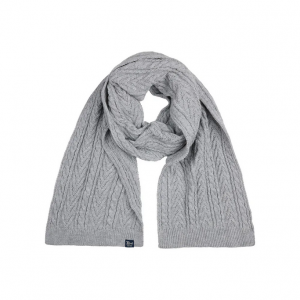 Life Style Butiken Ανδρικό Πλεκτό Κασκόλ με πλεξούδα LS1M-3050-SCR844 Γκρι